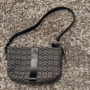 Coach Signature Small Black and Gray Shoulder Bag